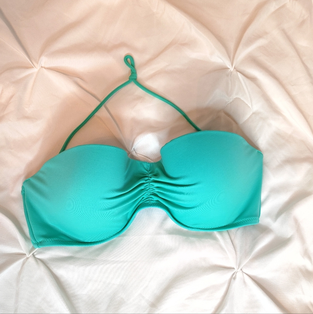 VICTORIAS SECRET HALTER BIKINI TOP, TEAL 36C